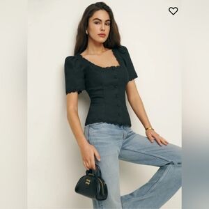 Reformation Elegant Black Button-Up Women's Top